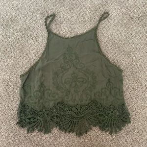 Green, cropped tank top from pac sun.
